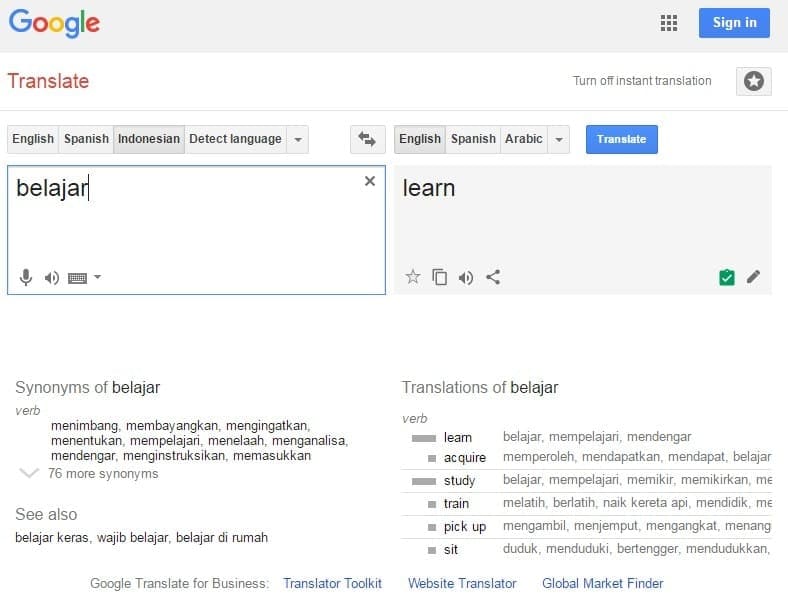 google translate indonesia inggris